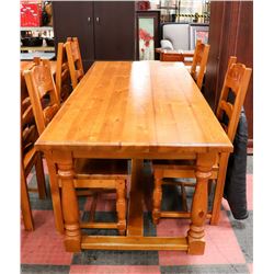 PINE TABLE W/ 4 CHAIRS - ON CHOICE, 74.5"X34.5"X30