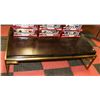 Image 1 : BLACK METAL TRIM COFFEE TABLE, 30"X54"X17.5".