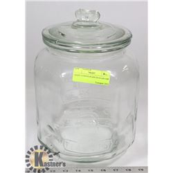 GIANT 5 CENTS PEANUTS GLASS JAR