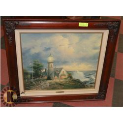 THOMAS KINKADE ON CANVAS "A LIGHT IN THE STORM"