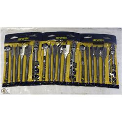 GROUP OF 3 NEW IRWIN 6PC WOOD DRILL BIT SETS