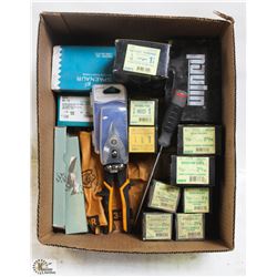 BOX OF HITCH PIN CLIPS, SPRING PINS AND MORE