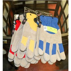 3 PAIRS OF SIZE LARGE PBR RANCHER GLOVES.