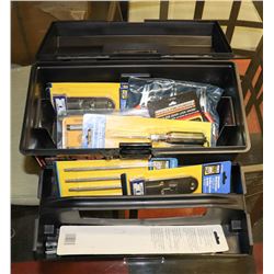BLACK TOOLBOX WITH CONTENTS.
