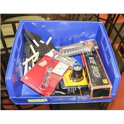 FLAT OF ASSORTED INCL WIRE BRUSH, HEAD LAMP, PICK