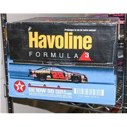 BOX OF HAVOLINE FORMULA 3 SAW 10W-30 MOTOR OIL.