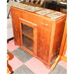 ANTIQUE WOOD SIDE BOARD, 44"X16.5"X39.5".