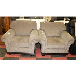 PAIR OF UNTAMED GRAPHITE FABRIC SOFA CHAIRS