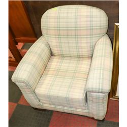 NEWLY RECOVERED ARM CHAIR