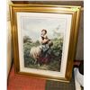 Image 1 : ESTATE FRAMED GOLD TONE GIRL WITH LAMBS FRAMED
