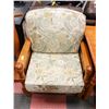 Image 1 : PINE UPHOLSTERED ARMCHAIR. FURNITURE
