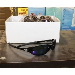 BOX OF BLACK AND BLUE OAKLEY STYLE SUNGLASSES