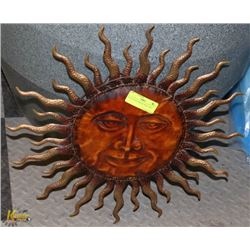 19" SUN FACE METAL WALL ART.