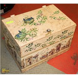 HAND PAINTED WOODEN TOY BOX.