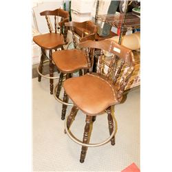 LOT OF 3 WOOD BAR STOOLS AS IS