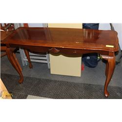 WOOD SOFA TABLE. 48"X16"X27".
