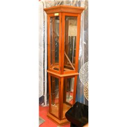 WOOD AND GLASS CURIO CABINET - AS IS