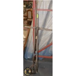 2 VINTAGE POST HOLE AUGERS - 1 TWO HANDLED & 1
