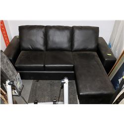 NEW BLACK LEATHERETTE MINI REVERSIBLE SECTIONAL
