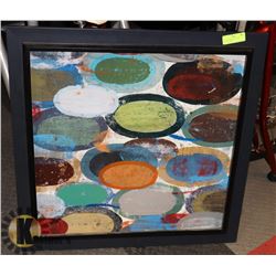 BLACK FRAMED PICTURE OF COLORS 28"X28".