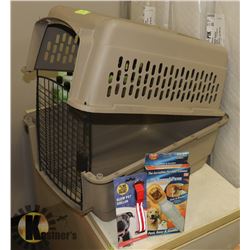 LARGE PET CARRIER WITH LEASH GLOW COLLAR AND