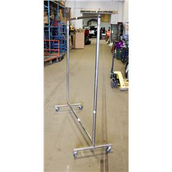 COMMERCIAL CLOTHING RACK ON WHEELS.