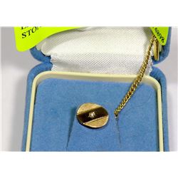 ESTATE 10K GOLD TIE TACK WITH STONE ACCENT