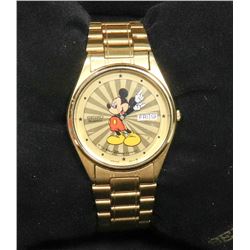 SEIKO MENS MICKEY MOUSE WATCH GOLD TONE