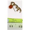 Image 1 : SPIRAL GOLD TONE BROOCH W/ A BEAUTIFUL AMBER