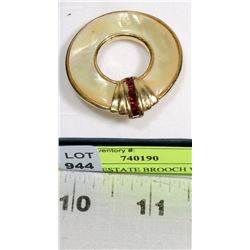 VINTAGE ESTATE BROOCH W/ RED CRYSTAL & A