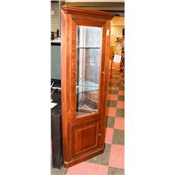 SOLID WOOD CORNER CURIO CABINET, 18.5" X 74.5"