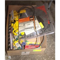 BOX OF ASSORTED STANLEY UTILITY KNIVES, BANDSAW