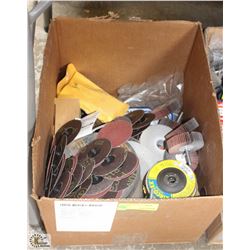 BOX OF ASSORTED SANDING AND GRINDING DISCS