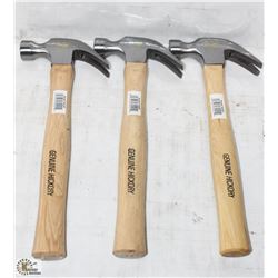 LOT OF 3 NEW JET GENUINE HICKORY HANDLE HAMMERS