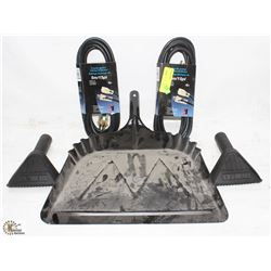 LOT WITH 2 NEW EXTENSION CORDS, DUST PAN, AND