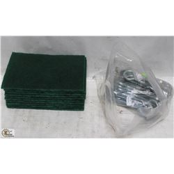 PACK OF 10 SCOURING PADS WITH BAG OF EYE BOLTS