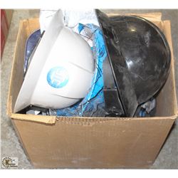 BOX OF ASSORTED HARD HATS