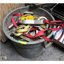 LARGE BIN FILLED WITH ASSORTED SAFETY LANYARDS