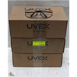 3 CASES OF UVEX CLEAR LENSES SAFETY GLASSES