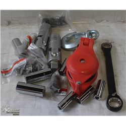 BOX OF ASSORTED SOCKETS AND MORE