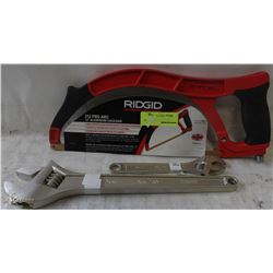 LOT WITH RIDGID ALUMINUM HACK SAW SOLD WITH