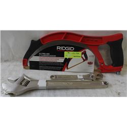 LOT WITH RIDGID ALUMINUM HACK SAW SOLD WITH