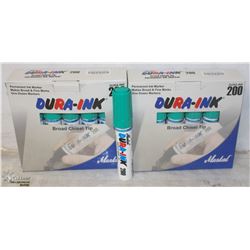 CASE OF 24 DURAINK BROAD TIP CHISEL MARKERS -GREEN