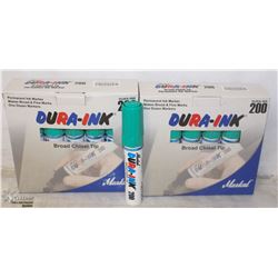 CASE OF 24 DURAINK BROAD TIP CHISEL MARKERS -GREEN