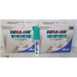CASE OF 24 DURAINK BROAD TIP CHISEL MARKERS -GREEN