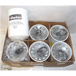 CASE WITH 6 PARKER K-23018 HYDRAULIC FILTERS