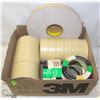 Image 1 : BOX OF ASSORTED MASKING TAPE & 1" TWO SIDED TAPE
