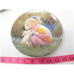 COLLECTIBLE PLATE (GIRL AND RABBIT "TENDER MOMENT") *BY DONALD ZOLAN* (PLATE # 5128 H)