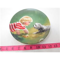 COLLECTIBLE PLATE (GIRL AND DOG "MAKING FRIENDS") *BY DONALD ZOLAN* (PLATE # I 3830)