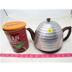 HONEYCOMB TEAPOT AND TIN (HILLS BROS COFFEE)